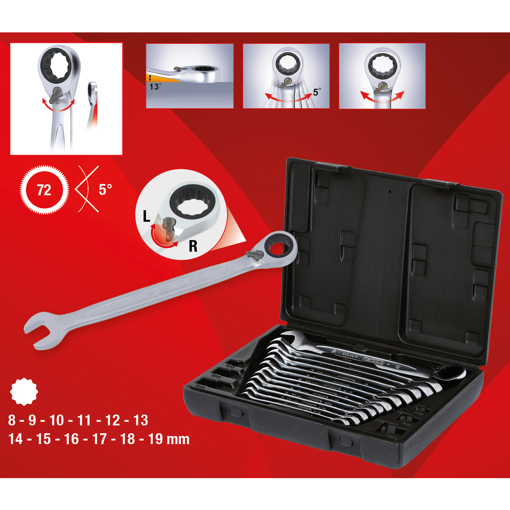 Bo Co Le Ket Hop Dao Chieu GEARplus 12 chiec KS TOOLS 503.4665 3