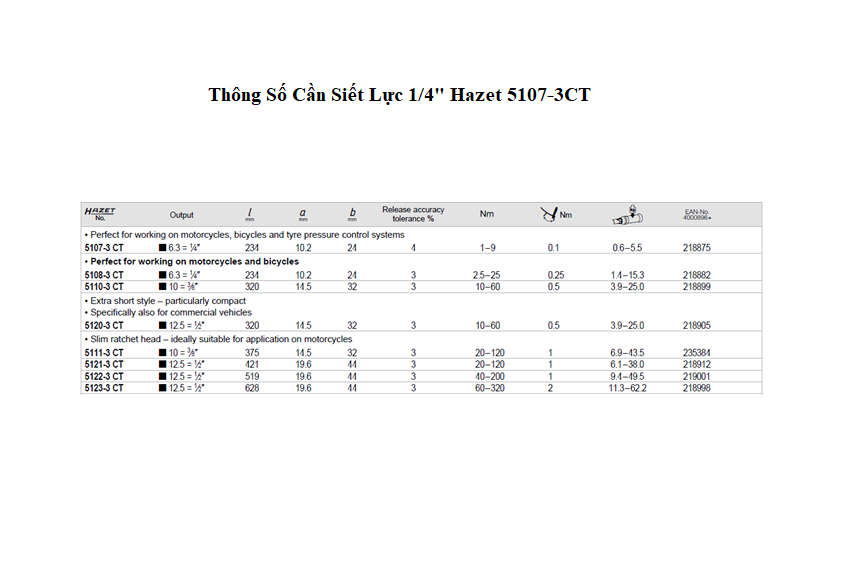 TS Can Siet Luc 1.4 Hazet 5107 3CT