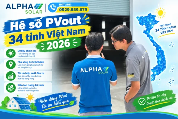 Hệ số PVout 34 tỉnh Việt Nam 2026