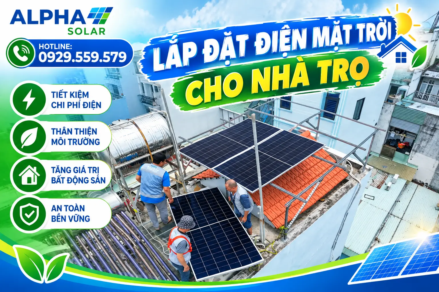 Lắp đặt điện mặt trời cho nhà trọ
