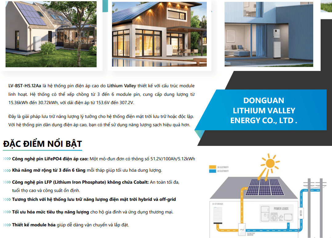 Pin lưu trữ điện áp cao Lithium Valley LV-BST-H5.12Aa