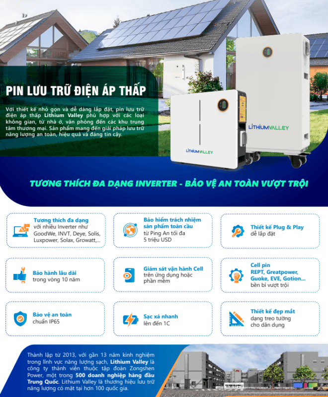 Pin lưu trữ điện áp thấp Lithium Valley W16-5A